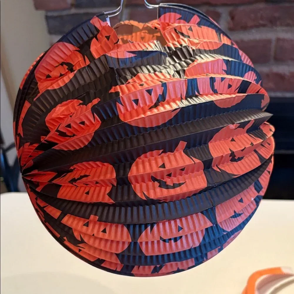 Vintage Halloween Pumpkin and Witch paper lanterns
